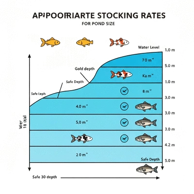 Illustration of appropriate fish stocking rates for a pond