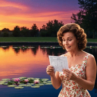 Pond owner testing water quality with a kit