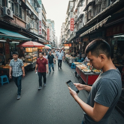 Person using a water quality monitoring device to test pond water