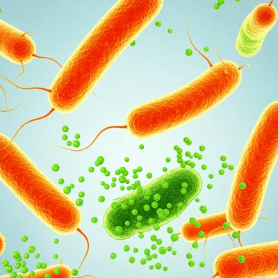 Microscopic view of beneficial bacteria competing with algae in water